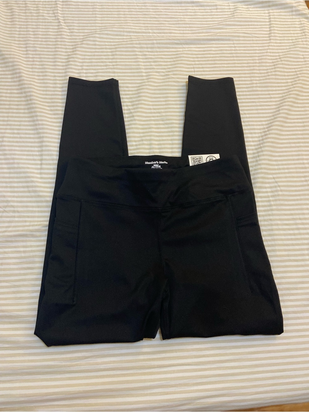 Girls Black Active Leggings with Side Pockets Size XL(14/16) NWT